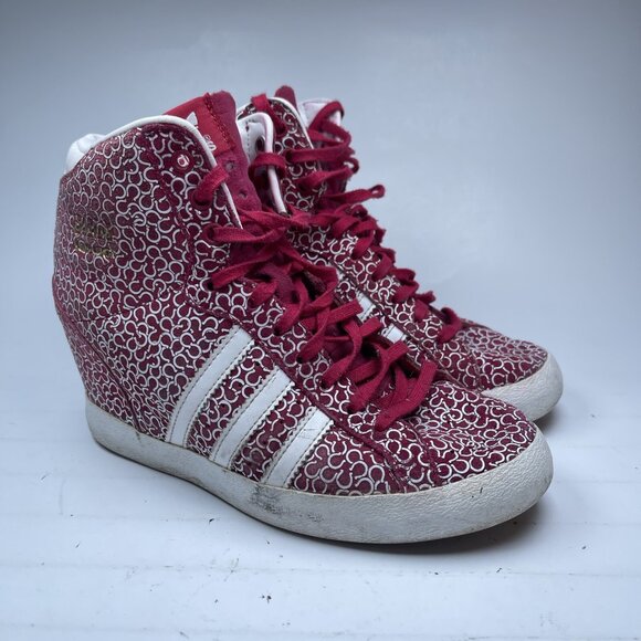ADIDAS BASKET PROFI UP red White Hidden Wedge Trainer US 6.5 Womens - Picture 1 of 16